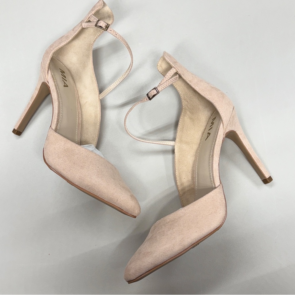 MIA Mona Faux Suede Blush/Nude Strappy Heel